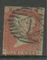 GB 1841 QV 1d Penny Red IMPERF Blued Paper ( E & B ) PMK 4 ( K474 ) - Gebruikt