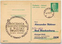 25 Years END WORLD WAR KRAKÓW Poland 1970 On East German Reply Postal Card P70 IIA Private Print #2 - Machines à Affranchir (EMA)