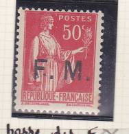 FRANCE N° 7 50C ROSE ROUGE TYPE PAIX   F EPAISSE 2 POINTS A GAUCHE  TYPE III NEUF AVEC CHARNIERE - Military Postage Stamps