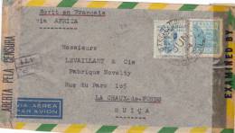 MARCOPHILIE , BRESIL, 1944, COVER LETTRE  CENSURA CASA NETTE - CHAUX DE FONDS SUISSE/ 3943 - Briefe U. Dokumente