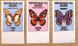 NIGER Papillons (emis En 1991) Serie 3 Valeurs Non Dentele. Neuf Sans Charniere **. MNH IMPERFORATE - Papillons