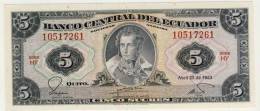 BILLET # EQUATEUR # 5 SUCRES # CINCO SUCRES # 1983 # ANTONIO JOSE DE SUCRE - Ecuador