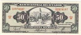 BILLET # EQUATEUR # 50 SUCRES # CINCUENTA SUCRES # 1988 # MOMUMENTO A LOS PROCERES DEL 9 OCTOBRE 1820 - Ecuador