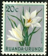 RUANDA URUNDI, 1953, FLORA, FIORI, FLOWERS, VELLOZIA, FRANCOBOLLO NUOVO (MLH*), Scott 116, YT 179, Bel 179 - Ungebraucht