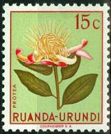 RUANDA URUNDI, 1953, FLORA, FIORI, FLOWERS, PROTEA, FRANCOBOLLO NUOVO (MLH*), Scott 115, YT 178, Bel 178 - Unused Stamps