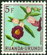 RUANDA URUNDI, 1953, FLORA, FIORI, FLOWERS, THUNBERGIAS, FRANCOBOLLO NUOVO (MLH*), Scott 128, YT 191, Bel 191 - Nuevos