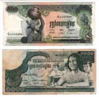 Lot De 2 Billets - Cambodge - 1000 Et 500 Riels - Cambodja