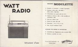 C0955 - ISTRUZIONI E SCHEMA RADIO MINI MODULETTE WATT RADIO Anni '60 - Apparatus