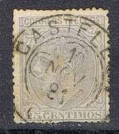 Sello 25 Cts Alfonso XII 1879, Fechador Trebol CASTELLON,  Num 204 º - Used Stamps