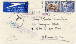South Africa To USA Postage Due Old Front Of Cover - Lettres & Documents