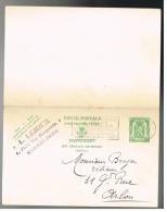 C733 - Carte N° 113 Complète Demande Oblitérée Bruxelles, Réponse Non Utilisée - Briefkaarten 1934-1951