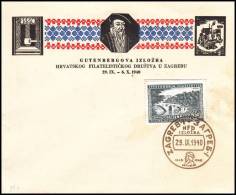 Yugoslavia 1940, FDC Cover "Art Of Printing By Gutenberg" - FDC