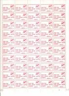 Vignette Propagande Utilisation Du Code Postal Feuille Entiére De 50 Exemplaires Avec Date 6-7-1979 - Blokken & Postzegelboekjes