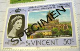 St Vincent 1978 Queen Elizabeth II 25th Anniversary Of Coronation Gloucester Cathedral 50c - Specimen - St.Vincent Und Die Grenadinen