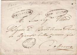 CEFALU´  /  PALERMO  - Cover _ Lettera 12.1.1855 - Timbri ( SENATO DI CEFALU´ - REAL SERV. CEFALU´ + ALTRO) - Sicilia