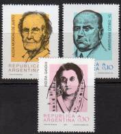 M836.-.ARGENTINIEN  / ARGENTINA  .-. 1986 . MI# : 1812-1814 .-. MNH -  INDIRA GANDHI, EMILIO RAVIGNANI AND ALICIA MORE - Neufs