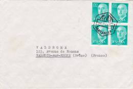 MARCOPHILIE , ESPAGNE, 1967  COVER LETTRE, SANTANDER Pour La FRANCE, Bloc De 4 Du 1.50Pts / 4032 - Storia Postale