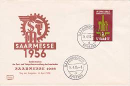 MARCOPHILIE , SAAR, 1956  COVER LETTRE,  FDC, Mi 368/ 4040 - Lettres & Documents