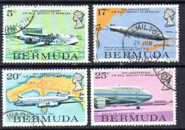 Bermuda 1975 50th Anniversary Of Airmail Service Set Of 4, Fine Used - Bermuda