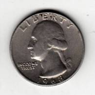Pièce - Etats Unis - Quarter Dollar - 1968 - 1932-1998: Washington