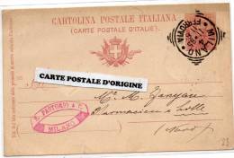 MILANO (ITALIE) - CARTE POSTALE SANS ILLUSTRATION -TIMBRE IMPRIME HUMBERT 1er 10C - S. PASTORIO & C. - Postwaardestukken