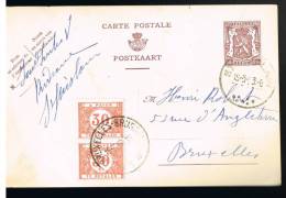 C881 - Carte N° 130 FN Oblitérée St-Ghislain, Taxée - Cartes Postales 1934-1951