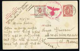 C903 - Carte N° 132 NF Oblitérée Antwerpen, à Destination De Zweisimmen (Suisse), Censure - Cartes Postales 1934-1951