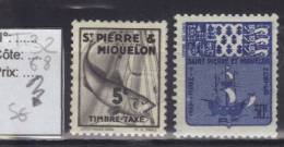 St PIERRE ET MIQUELON 1938 /47 -- Taxe -- N° 32 Et 68 Neuf  Sans Gomme -- - Timbres-taxe