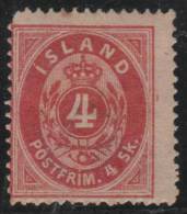 ISLANDIA 1873 - Yvert #3 - MLH * - Ongebruikt