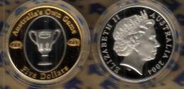 AUSTRALIA $5  AFL RUGBY CUP SILVER GOLD PLATED QEII HEAD 1YEAR 2004 PROOF NOT RELEASED MINT READ DESCRIPTION CAREFULLY!! - Sonstige & Ohne Zuordnung