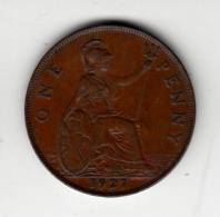 Pièce - Grande Bretagne - 1 Penny Edwardvs V - 1927 - D. 1 Penny