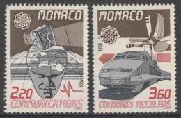 Monaco 1988 Mi 1859 /60 YT 1626 /7 ** Satellite Camera Above Man With World As Brain + Atlantique High Speed Mail Train - 1988
