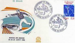 Enveloppe Premier Jour FDC ,60°Championnat De France De Boules BOURG EN BRESSE Aout 1986 - Zonder Classificatie