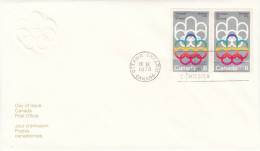 Canada FDC Scott #623 Horizontal Pair 8c Olympics Logo - 1976 Summer Olympics - 1971-1980