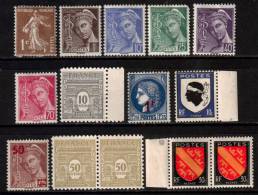 France Definitive Stamps Lot MH* - Sammlungen