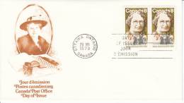 Canada FDC Scott #622 Horizontal Pair 8c Nellie McClung - 1971-1980