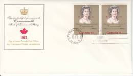 Canada FDC Scott #621 Horizontal Pair 15c Queen Elizabeth II - Commonwealth Heads Of Government Meeting - 1971-1980