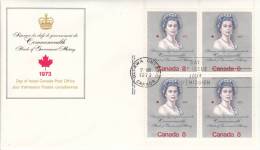 Canada FDC Scott #620 Upper Left Plate Block 8c Queen Elizabeth II - Commonwealth Heads Of Government Meeting - 1971-1980