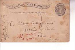 CANADA POST CARD Entier Postal One Cent 12 Février 1894 - 1860-1899 Reign Of Victoria