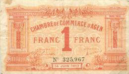 Billet Réf 193. Chambre De Commerce D'Agen - 1 Franc - Chambre De Commerce