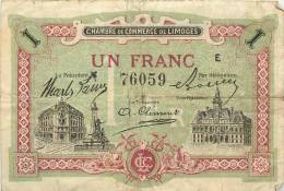 Billet Réf 199. Chambre De Commerce De Limoges - 1 Franc - Chambre De Commerce