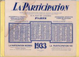 BUVARD Ancien 1933   :  Assurances Sportives LA PARTICIPATION   Grand Format - Bank & Insurance