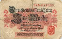 Billet Réf 211. Allemagne - 2 Mark - Te Identificeren