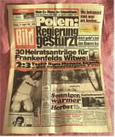 BILD-Zeitung Vom 25. August 1980 : Polen Regierung Gestürzt  - Hexenwahn! 2 Töchter Aßen Herz - Autres & Non Classés