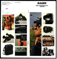 Reklame Werbe-Prospekt  -  BAUER Super-8- Filmkameras + Zubehör  -  Von Ca. 1982 - Camcorder