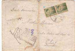 REGISTERED COVER INFLATION, SLIGHTLY FOLDED ON MIDDLE,2 STAMPS IN PAIR ON COVER, 1946, ROMANIA - Lettres & Documents