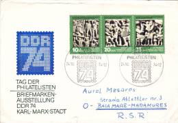 PREHISTORY, 3 STAMPS ON COVER, 1974, DDR - Lettres & Documents