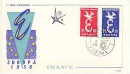 FRANCE 1958 EUROPA CEPT FDC /ZX/ - 1958