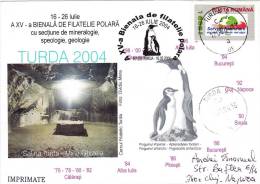 PENGUIN,PINGOUINS,2004,SPECIAL COVER,OBLITERATION CONCORDANTE,TURDA,ROMANIA - Pingouins & Manchots