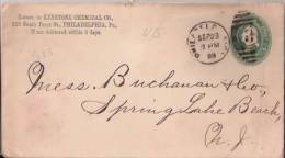 ETATS-UNIS:1888:Lettre Avec Timbre Imprimé.Oblit.Philadelphia Pour New-York. - Covers & Documents
